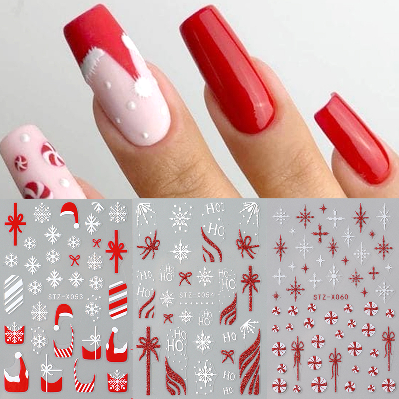 Nail Art Xmas - 3pc 3D Festive Christmas Nail Art