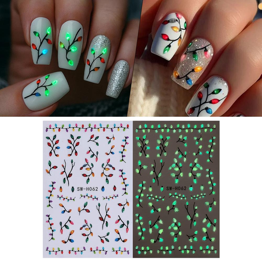 Nail Art Xmas - Christmas Luminous Nail Art Stickers, Glow