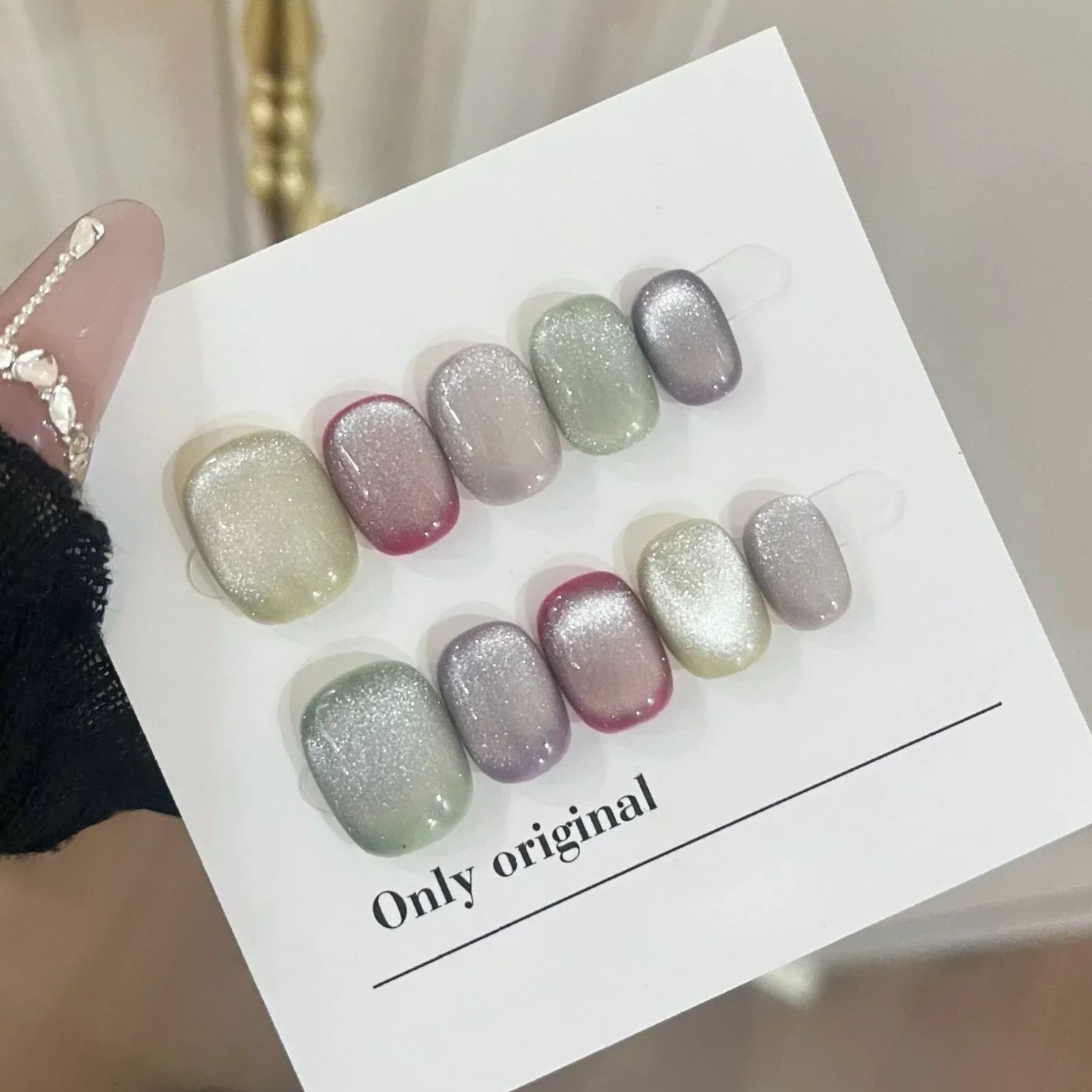 Nail Art Flower - 10Pcs Short Handmade Press On Nails