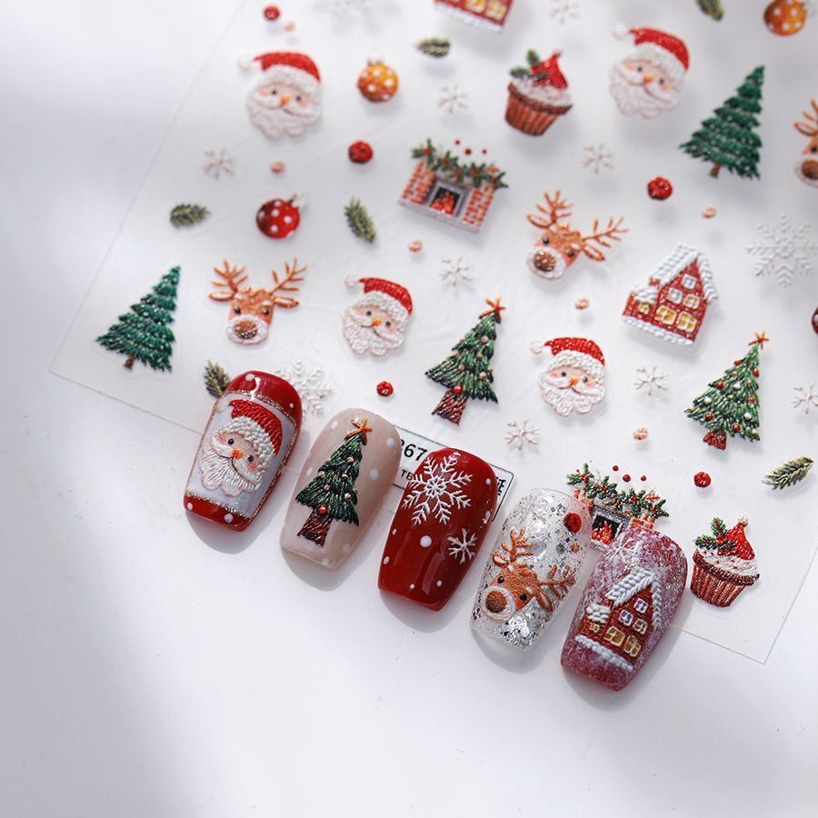 Nail Art Xmas - Cute Christmas Bear & Gingerbread Nail