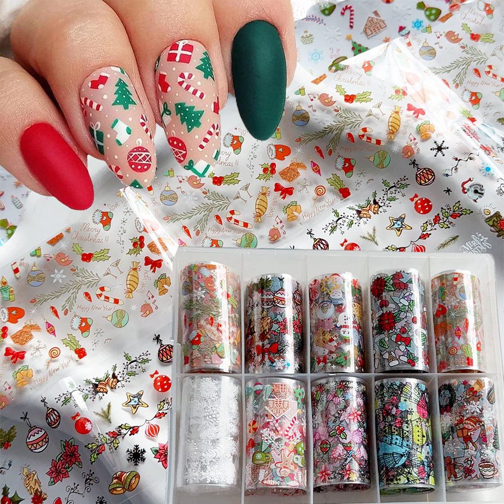 Nail Art Xmas - 10 Rolls Christmas Nail Art Foils