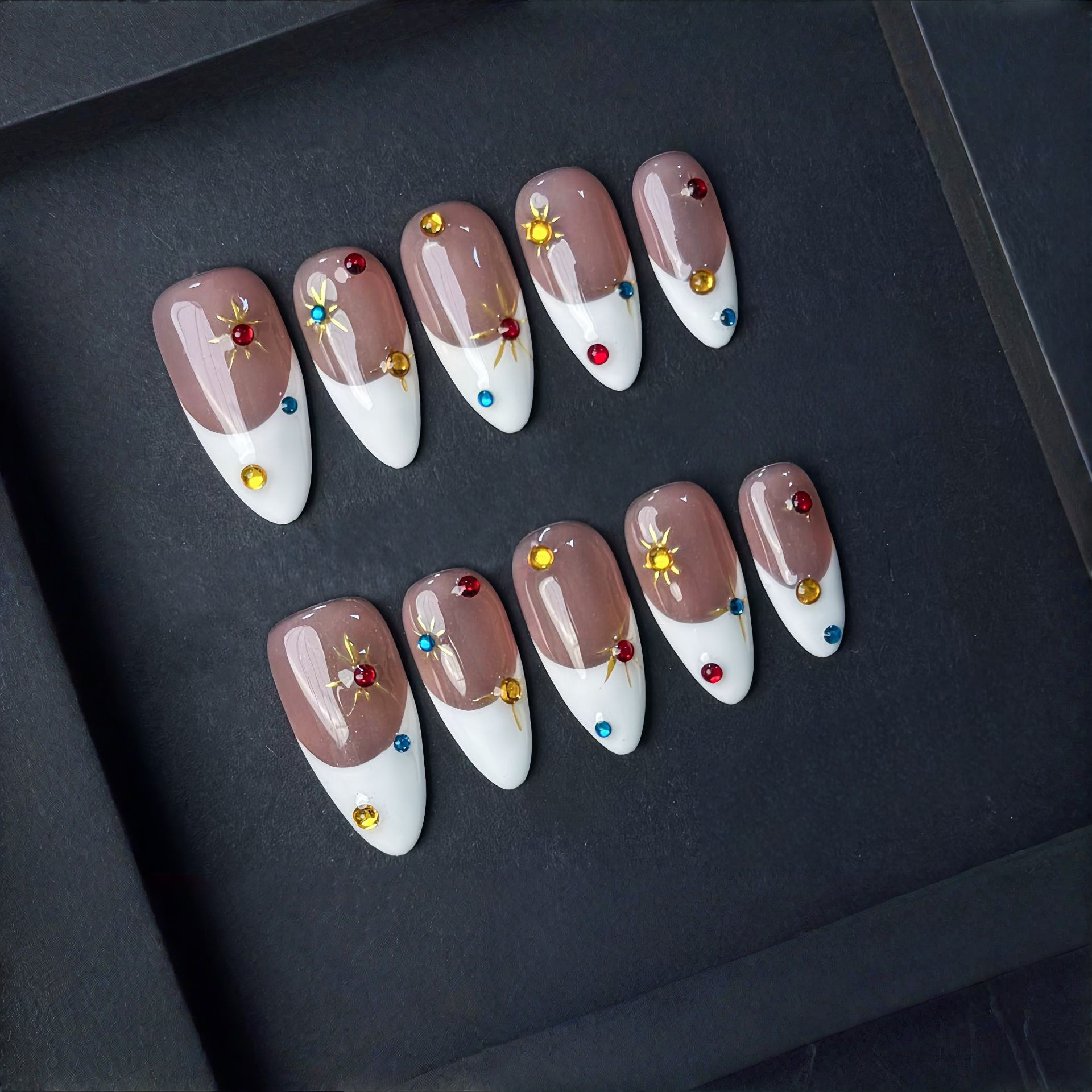 10pcs/set Crystal Red Almond H - Nail Art Red Cherry incelemesi ve fiyatı