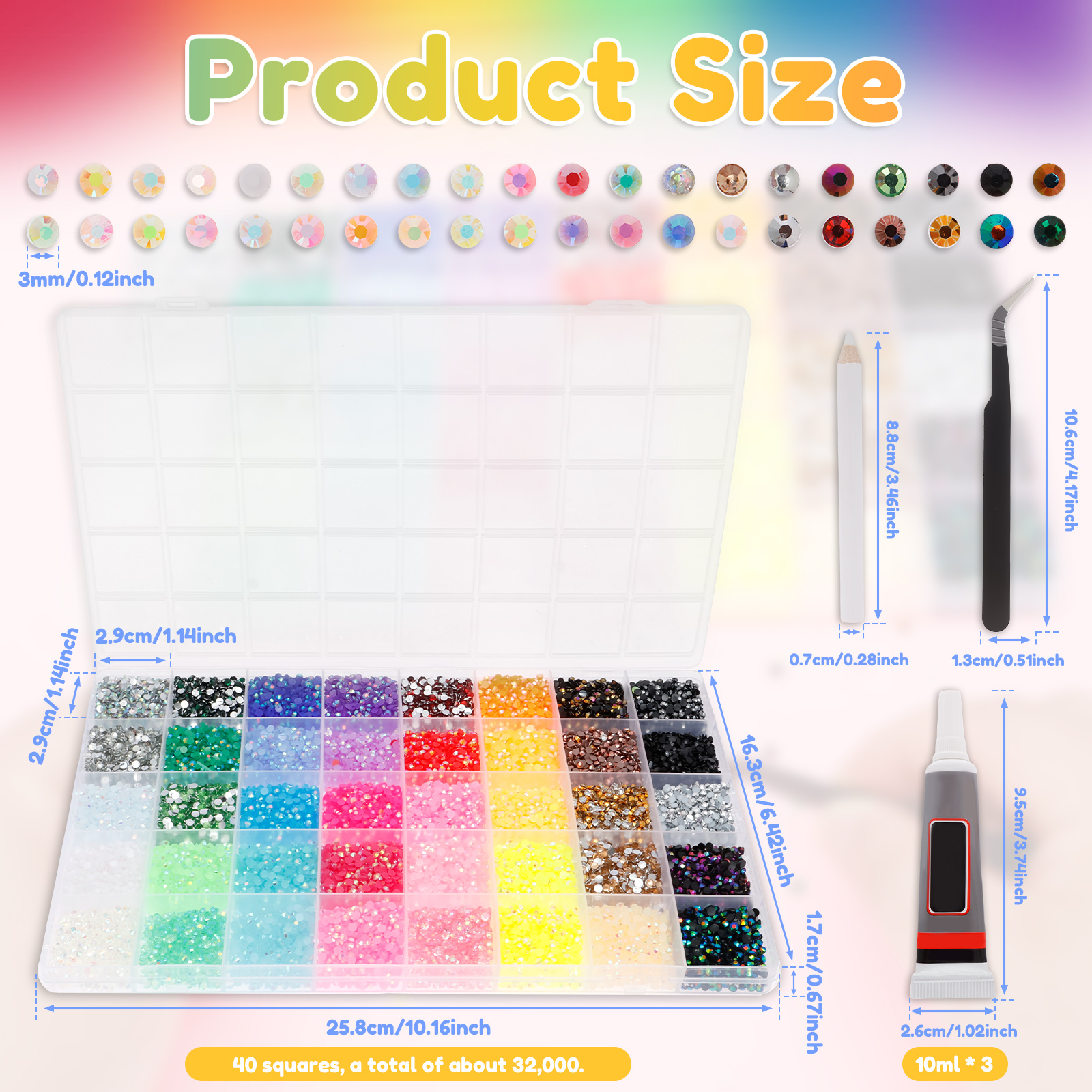 32000pcs Resin Jelly Rhineston - Nail Art Full Color incelemesi ve fiyatı