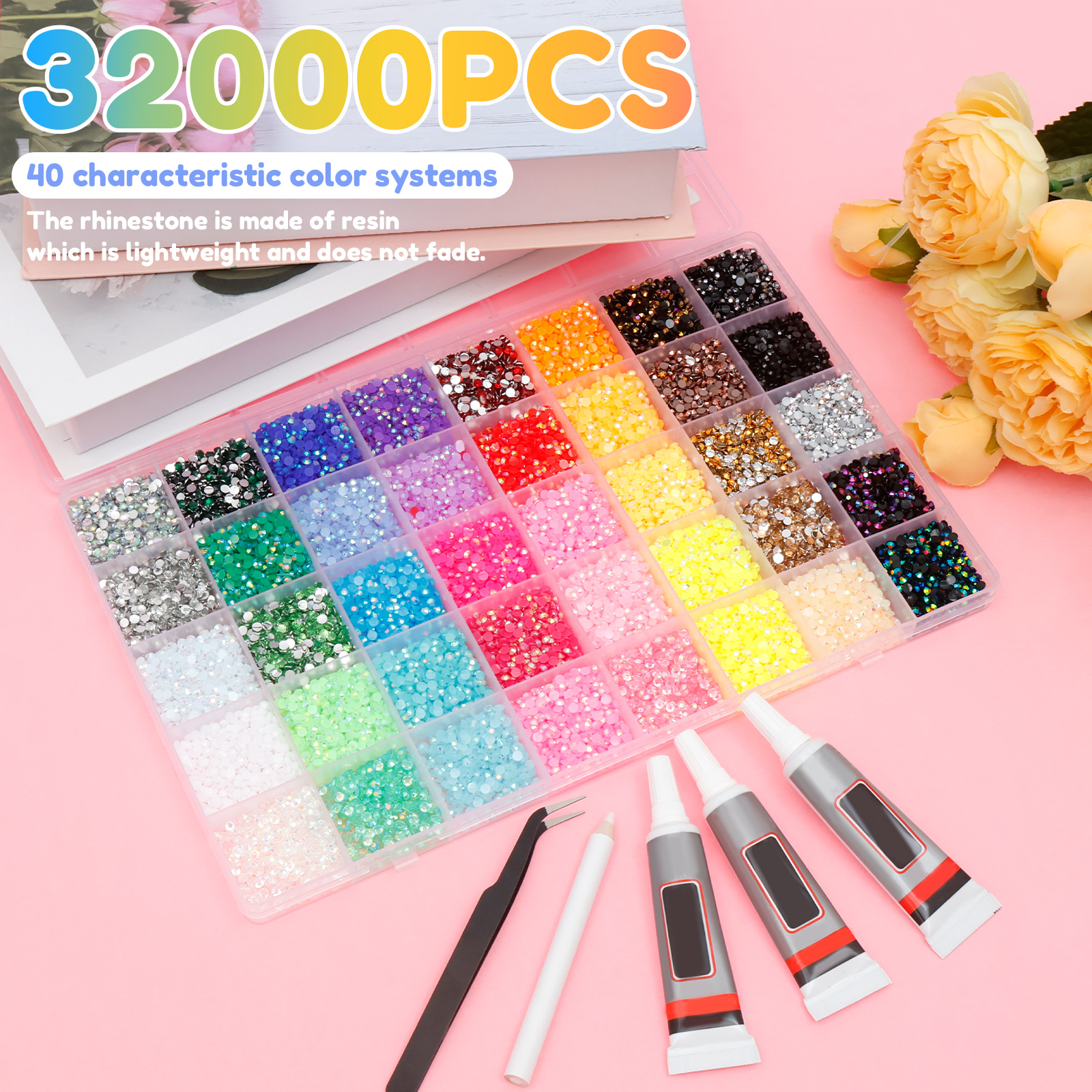 32000pcs Resin Jelly Rhineston - Nail Art Full Color incelemesi ve fiyatı