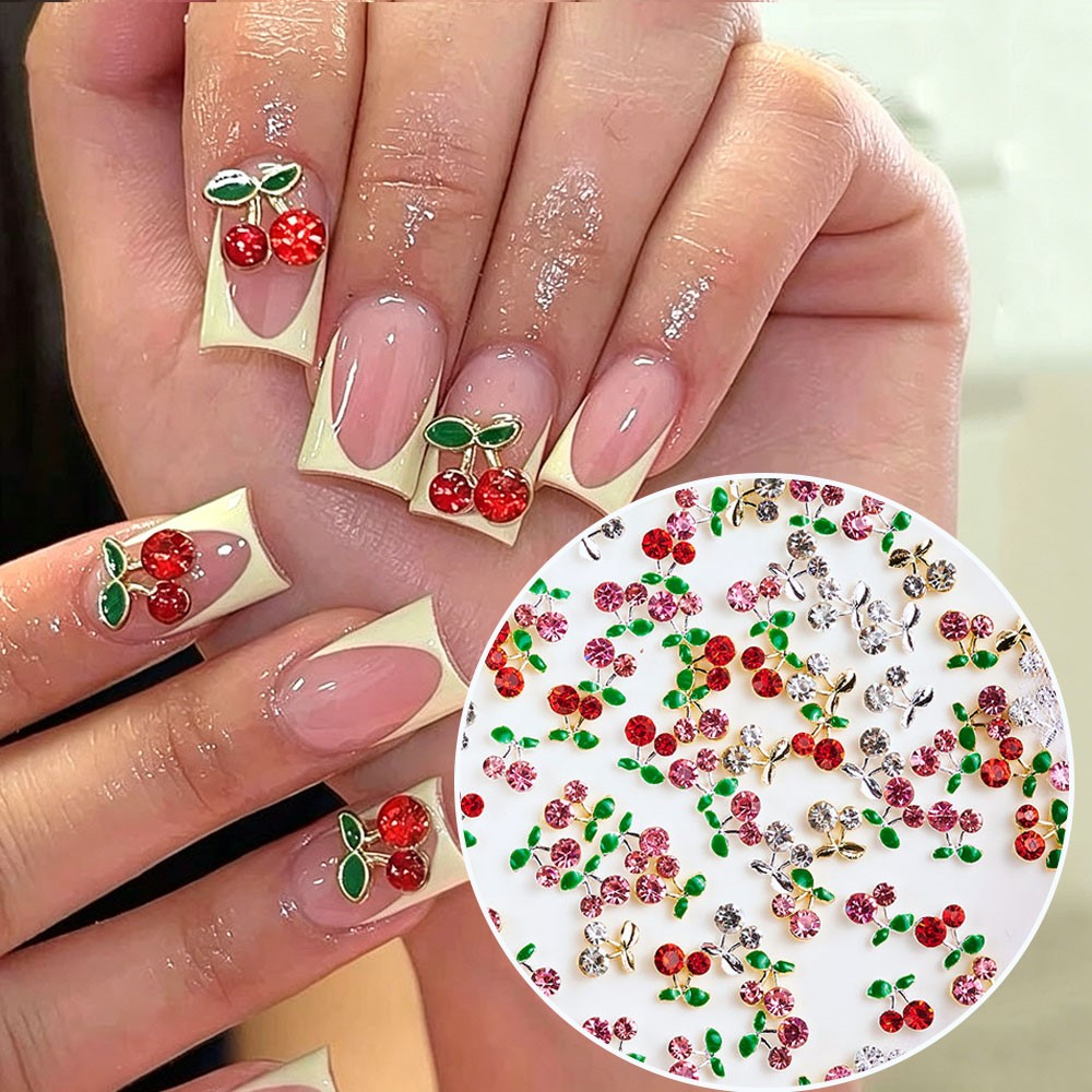 40pcs 3D Shiny Pink & Red Cher - Nail Art Red Cherry incelemesi ve fiyatı