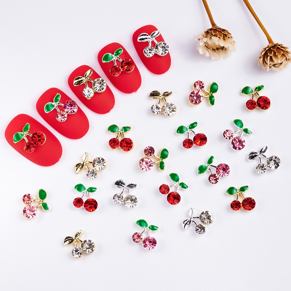 40pcs 3D Shiny Pink & Red Cher - Nail Art Red Cherry incelemesi ve fiyatı