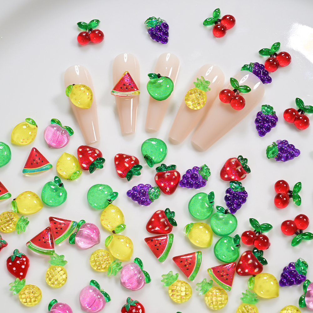 50Pcs 3D Red Cherry Nail Charm - Nail Art Red Cherry incelemesi ve fiyatı