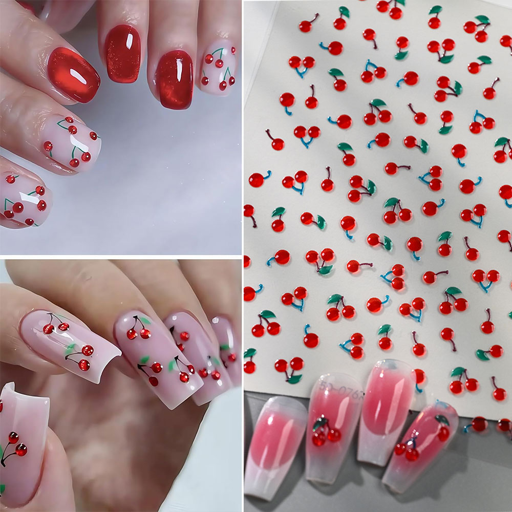 1/2Pcs 5D Cute Red Crystal Che - Nail Art Red Cherry incelemesi ve fiyatı