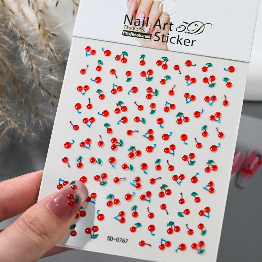 1/2Pcs 5D Cute Red Crystal Che - Nail Art Red Cherry incelemesi ve fiyatı