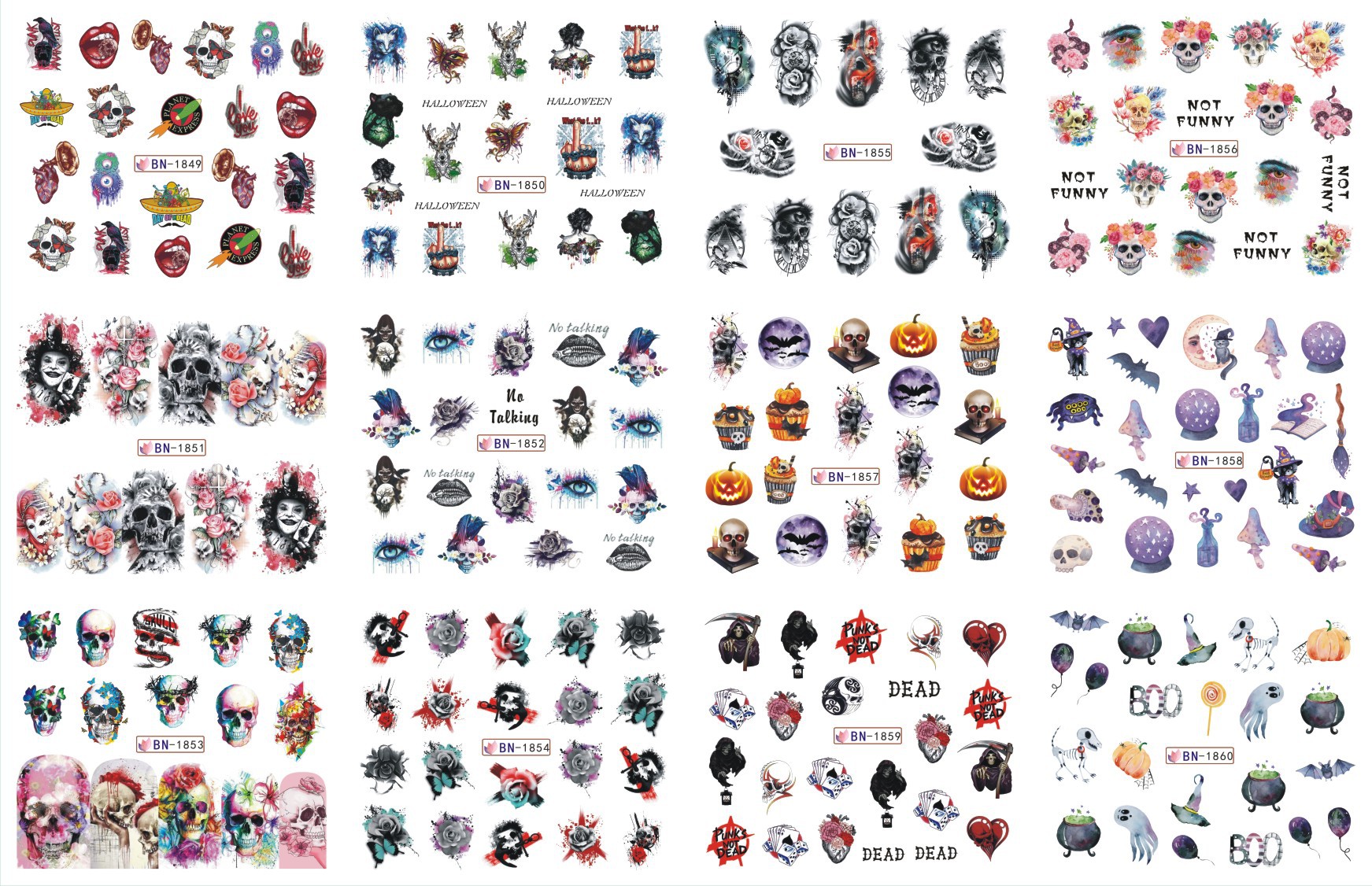 12 Sheets Various Halloween El - Nail Art Zombie incelemesi ve fiyatı