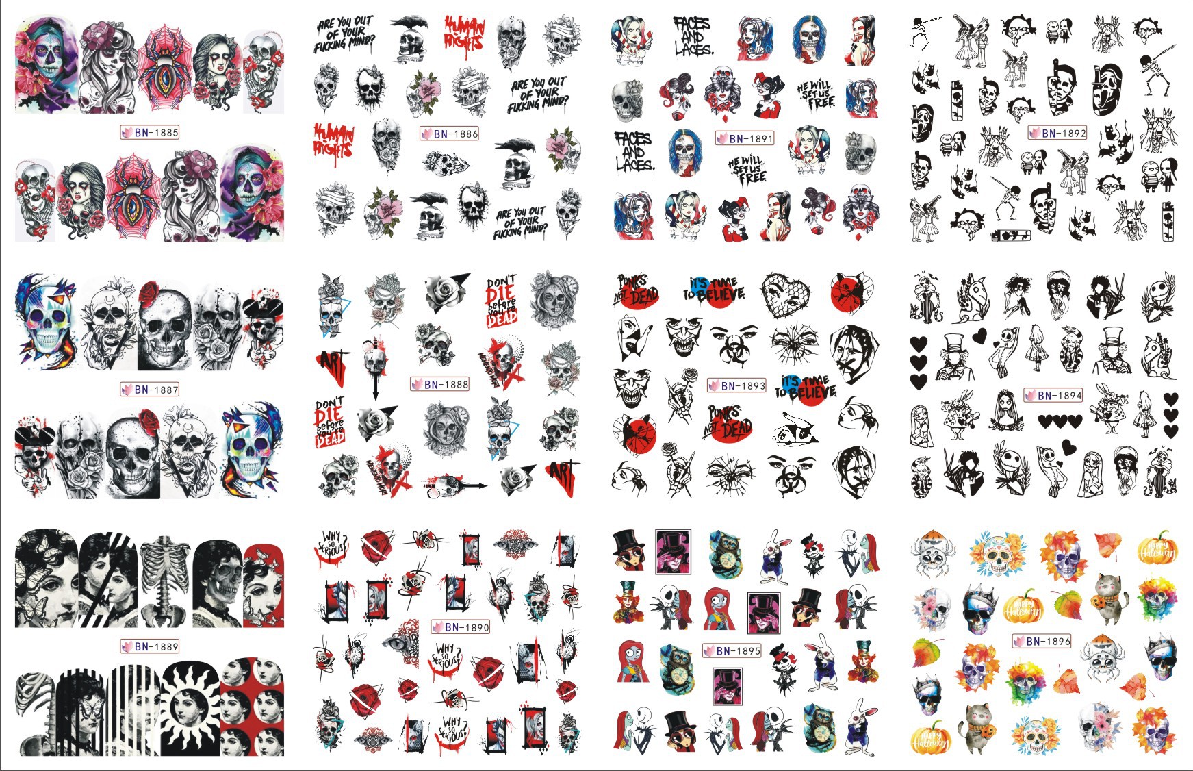 12 Sheets Various Halloween El - Nail Art Zombie incelemesi ve fiyatı