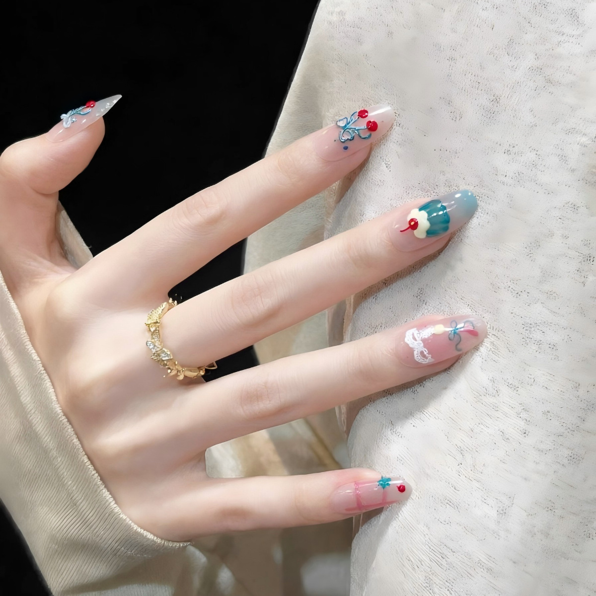 1Pcs Cute Summer Red Cherry Na - Nail Art Red Cherry incelemesi ve fiyatı