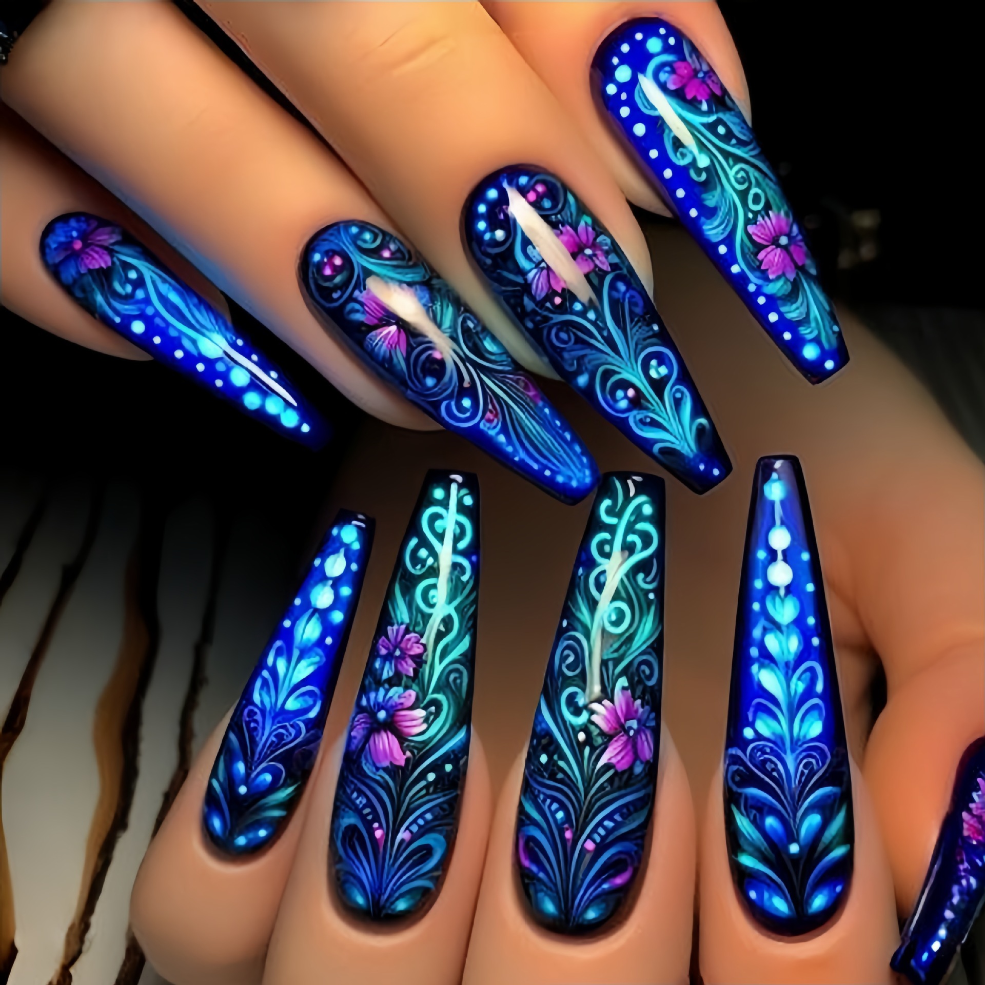 24pcs/set Medium long fake nai - Nail Art Flower incelemesi ve fiyatı
