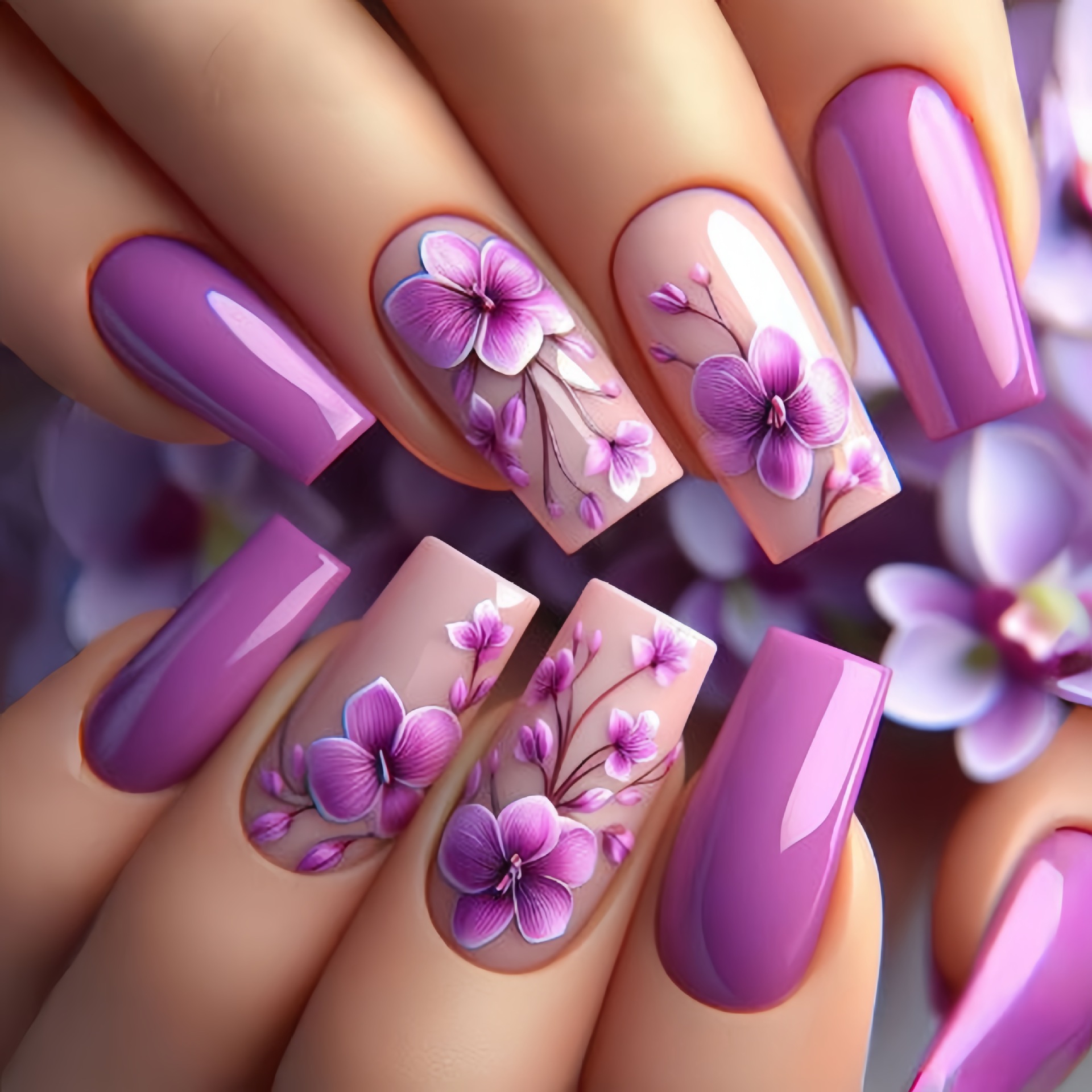 24pcs/set Medium long fake nai - Nail Art Flower incelemesi ve fiyatı