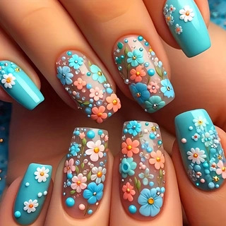 24pcs/set Medium long fake nai - Nail Art Flower incelemesi ve fiyatı