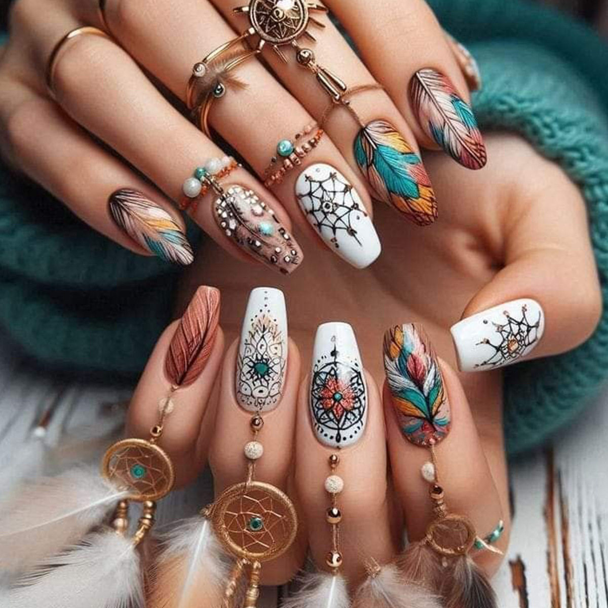 24pcs/set Medium long square f - Nail Art Flower incelemesi ve fiyatı