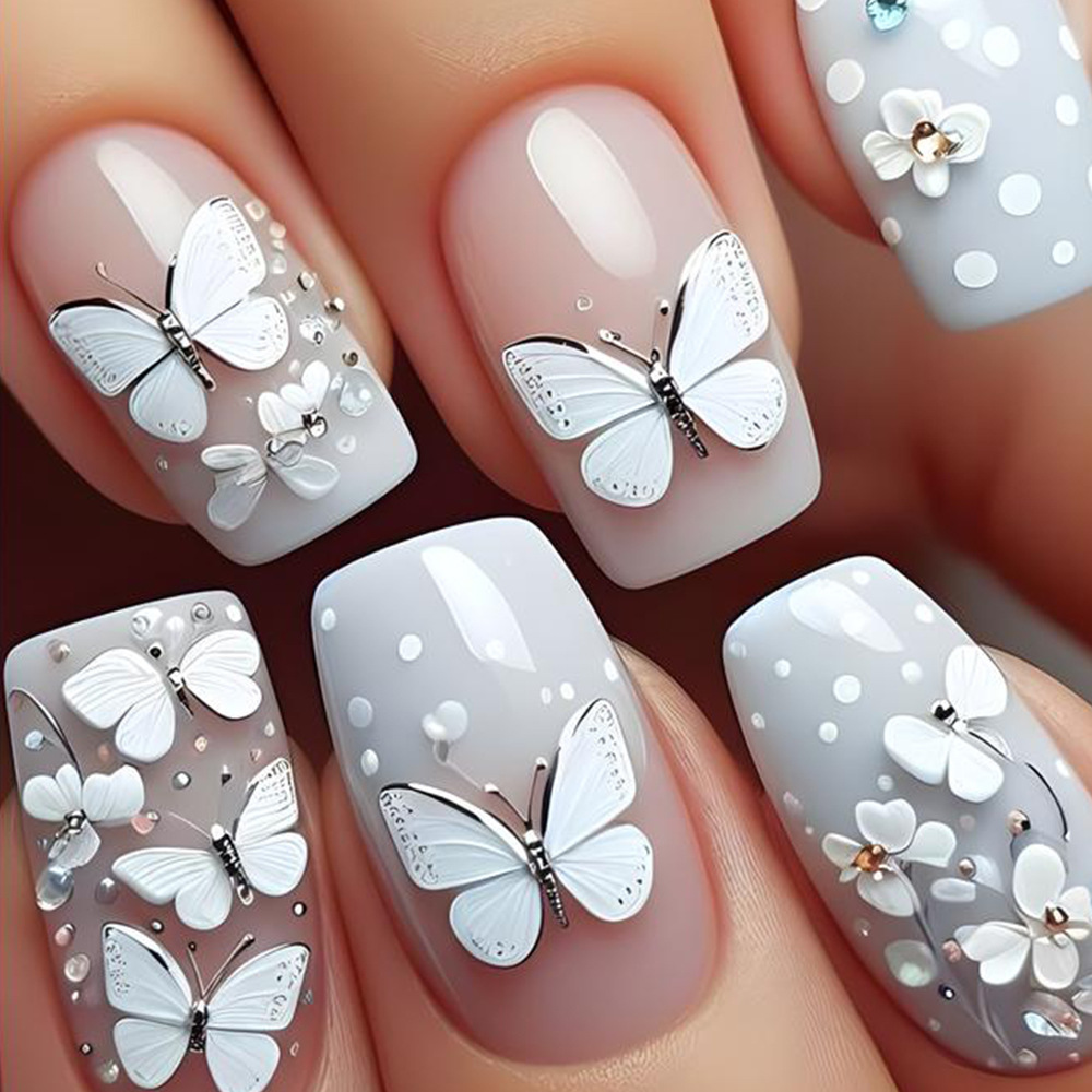 24pcs/set Medium long square f - Nail Art Flower incelemesi ve fiyatı