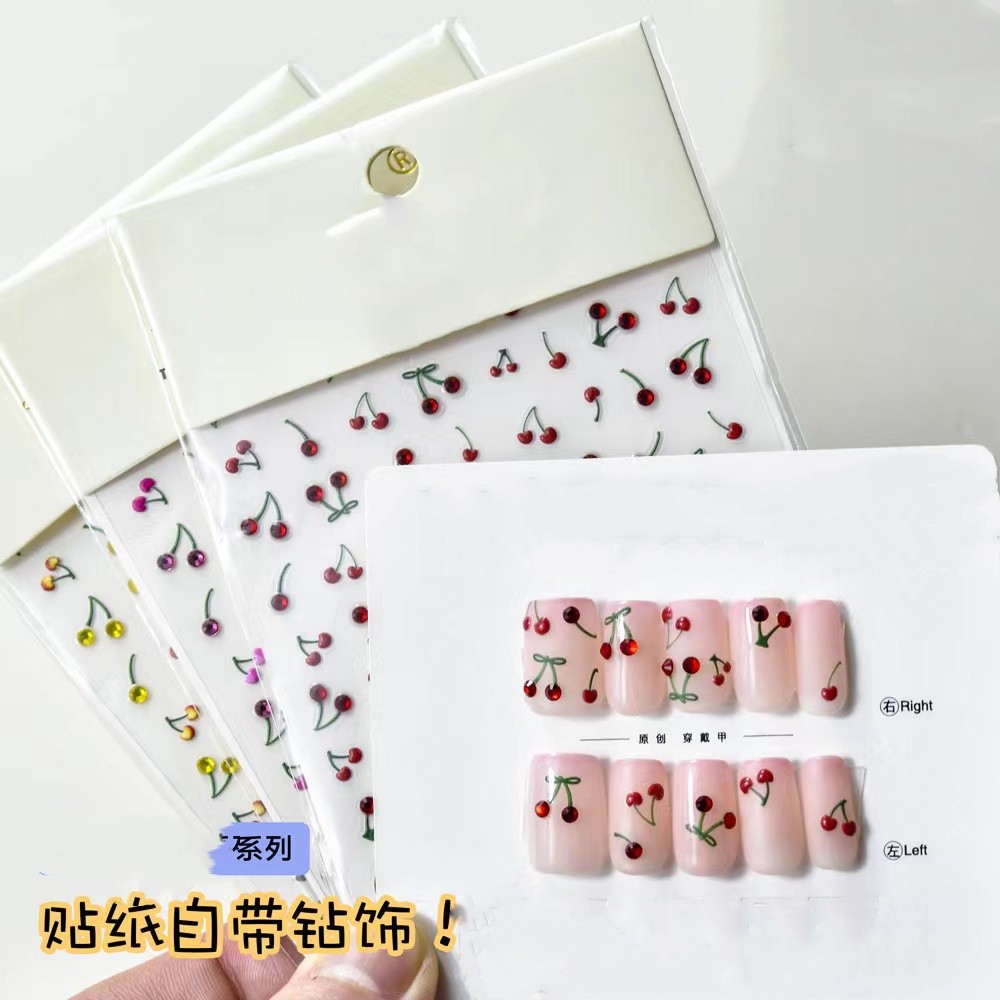 1pcs 5D Luxury Red Pink Yellow - Nail Art Red Cherry incelemesi ve fiyatı