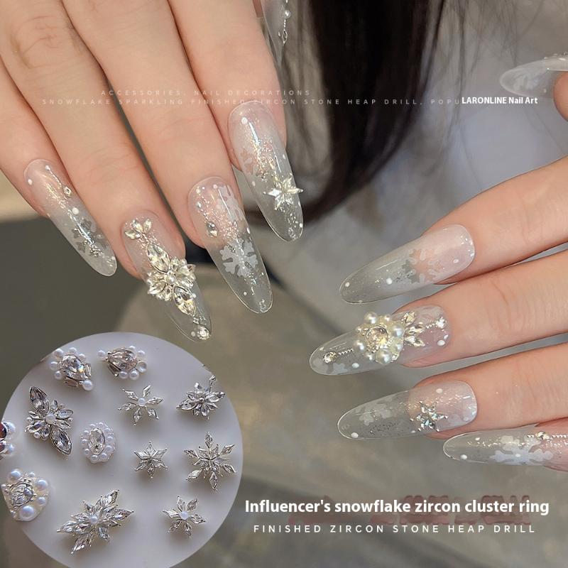 5Pcs Snowflake Flower Zircon P - Nail Art Flower incelemesi ve fiyatı
