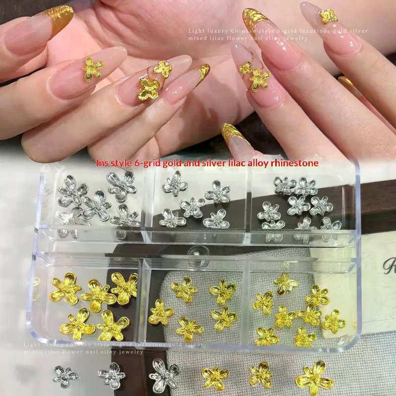 20/30pcs 3D Alloy Flower Nail  - Nail Art Lilac incelemesi ve fiyatı