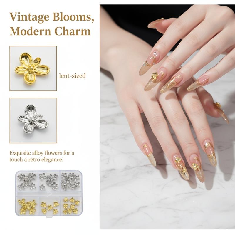 20/30pcs 3D Alloy Flower Nail  - Nail Art Lilac incelemesi ve fiyatı