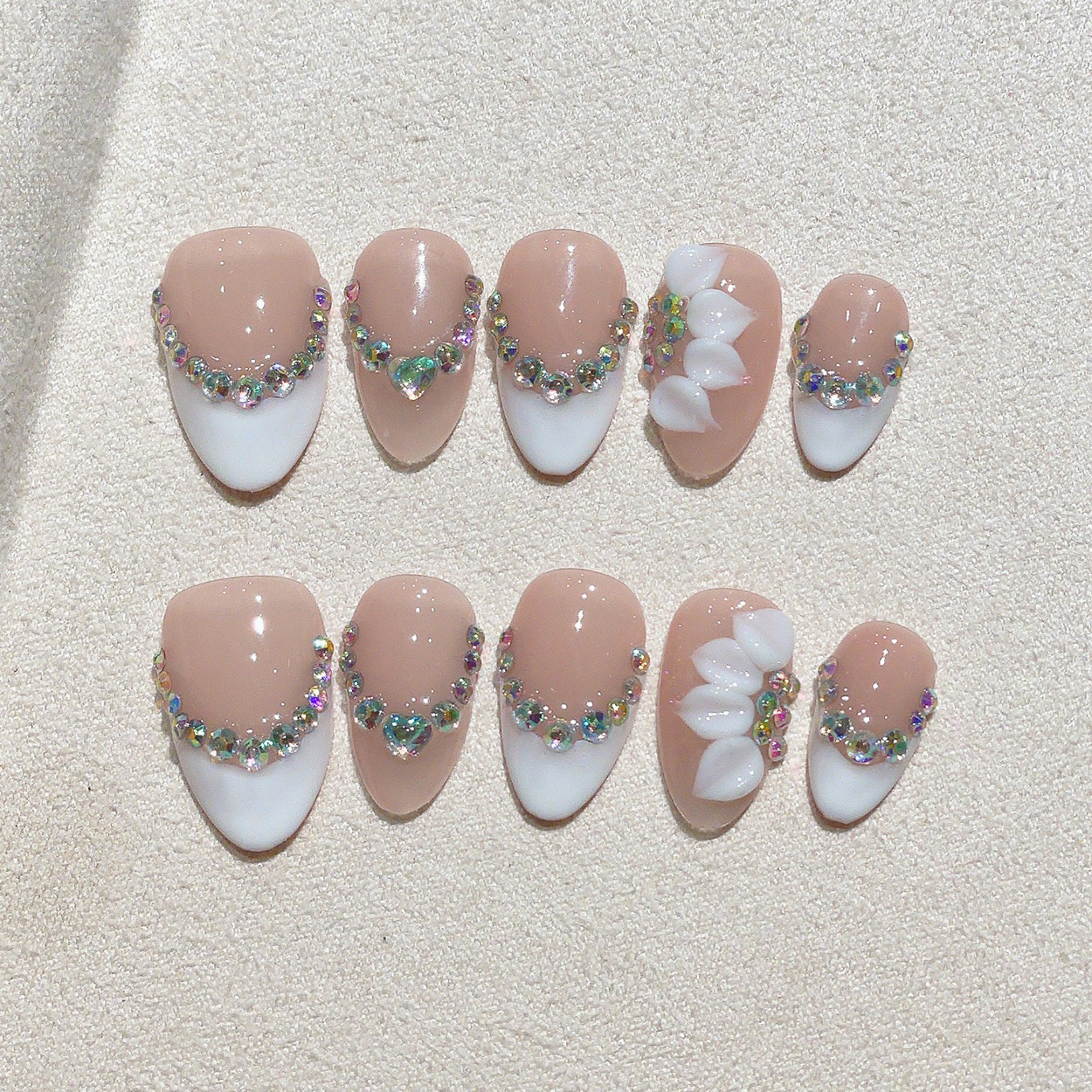10pcs Short Almond Handmade Pr - Nail Art Flower incelemesi ve fiyatı