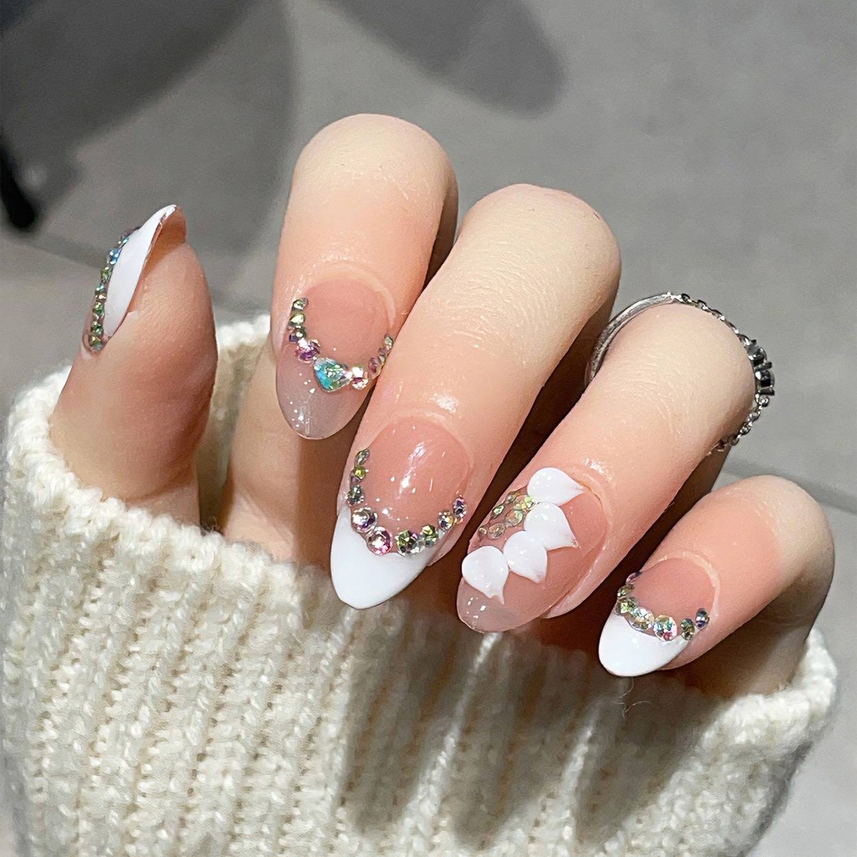 10pcs Short Almond Handmade Pr - Nail Art Flower incelemesi ve fiyatı