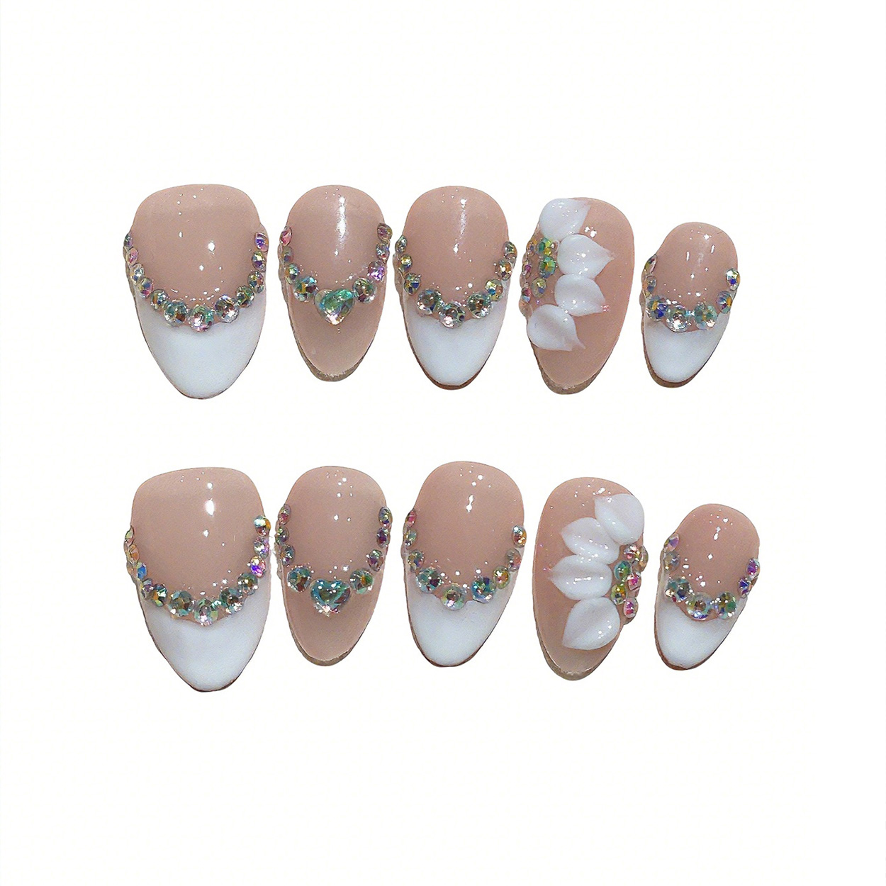 10pcs Short Almond Handmade Pr - Nail Art Flower incelemesi ve fiyatı