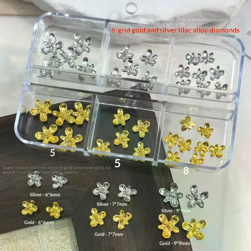 20/30pcs 3D Alloy Flower Nail  - Nail Art Lilac incelemesi ve fiyatı