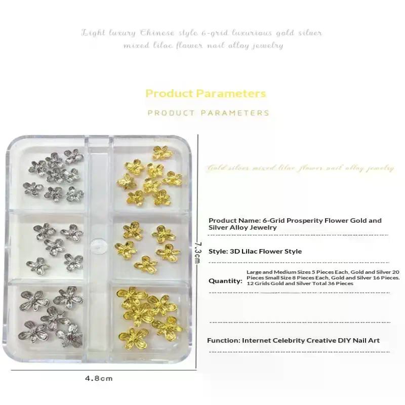20/30pcs 3D Alloy Flower Nail  - Nail Art Lilac incelemesi ve fiyatı