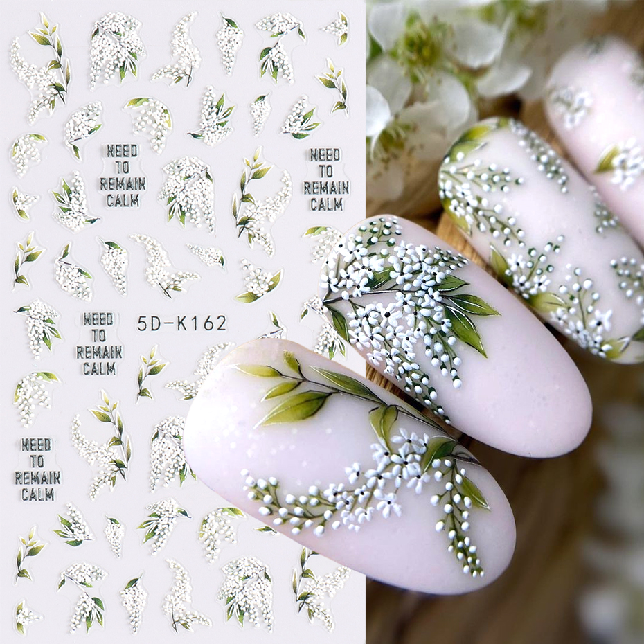 1/2pcs 5D Embossed White Lilac - Nail Art Lilac incelemesi ve fiyatı