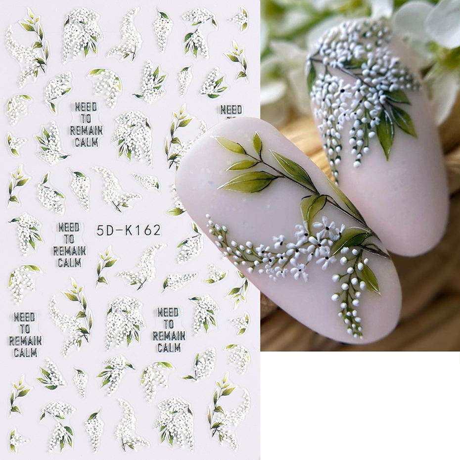 1/2pcs 5D Embossed White Lilac - Nail Art Lilac incelemesi ve fiyatı