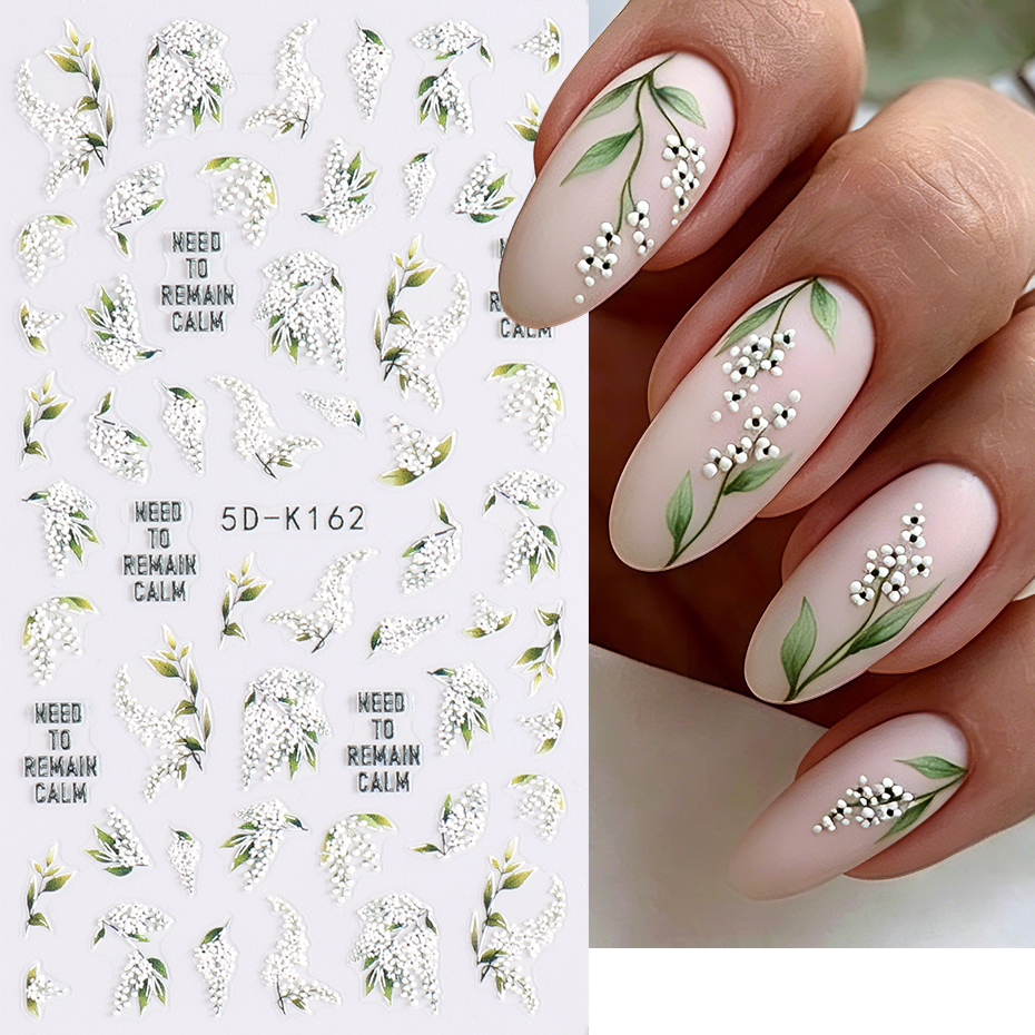 1/2pcs 5D Embossed White Lilac - Nail Art Lilac incelemesi ve fiyatı