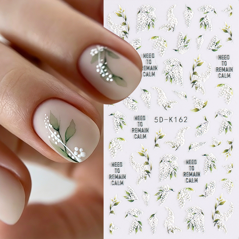 1/2pcs 5D Embossed White Lilac - Nail Art Lilac incelemesi ve fiyatı