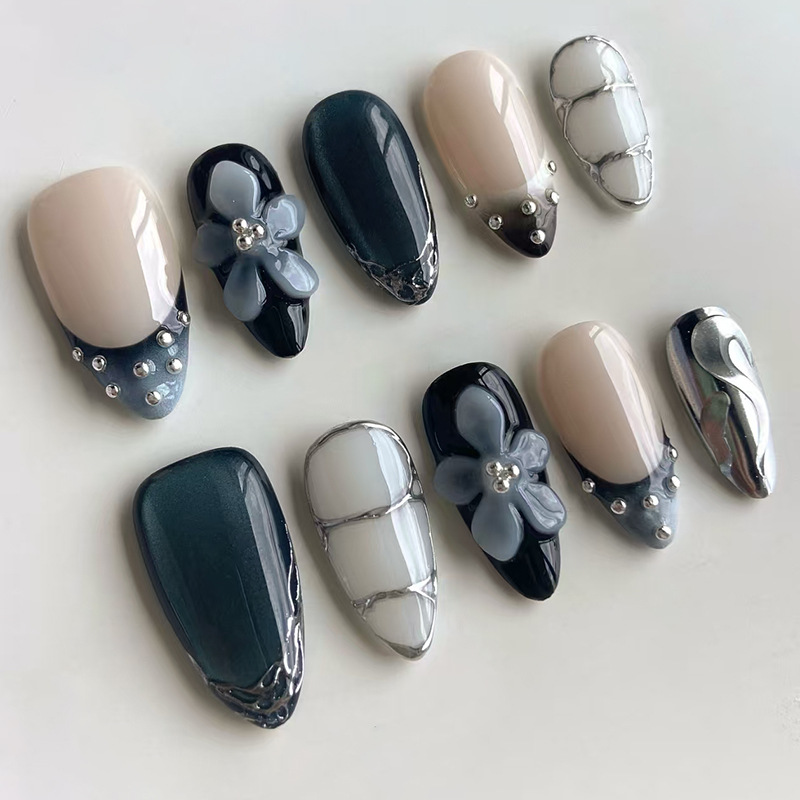 24pcs Flower Long Almond Press - Nail Art Flower incelemesi ve fiyatı