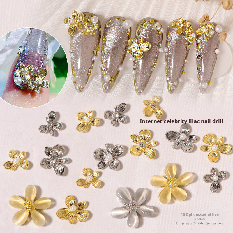 10Pcs Y2K Lilac Flower 3D Nail - Nail Art Lilac incelemesi ve fiyatı