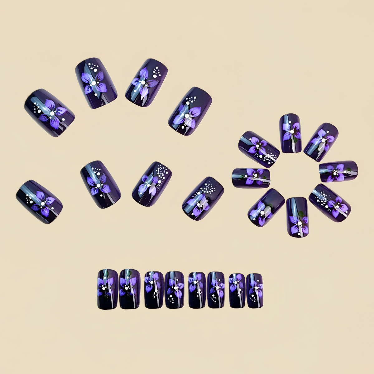 Medium square fake nails for w - Nail Art Flower incelemesi ve fiyatı