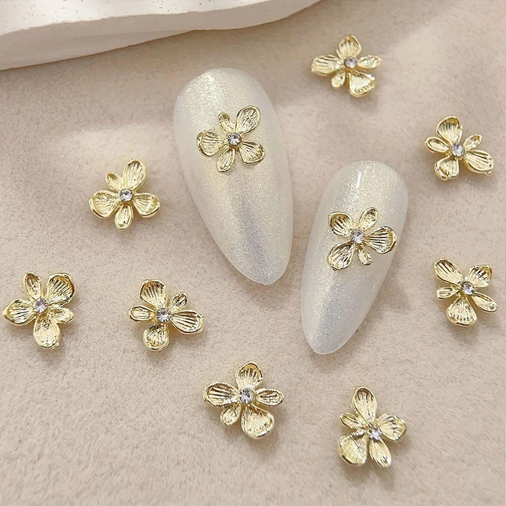 10pcs Gold Rhinestone Flower 3 - Nail Art Lilac incelemesi ve fiyatı