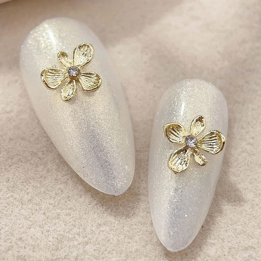 10pcs Gold Rhinestone Flower 3 - Nail Art Lilac incelemesi ve fiyatı