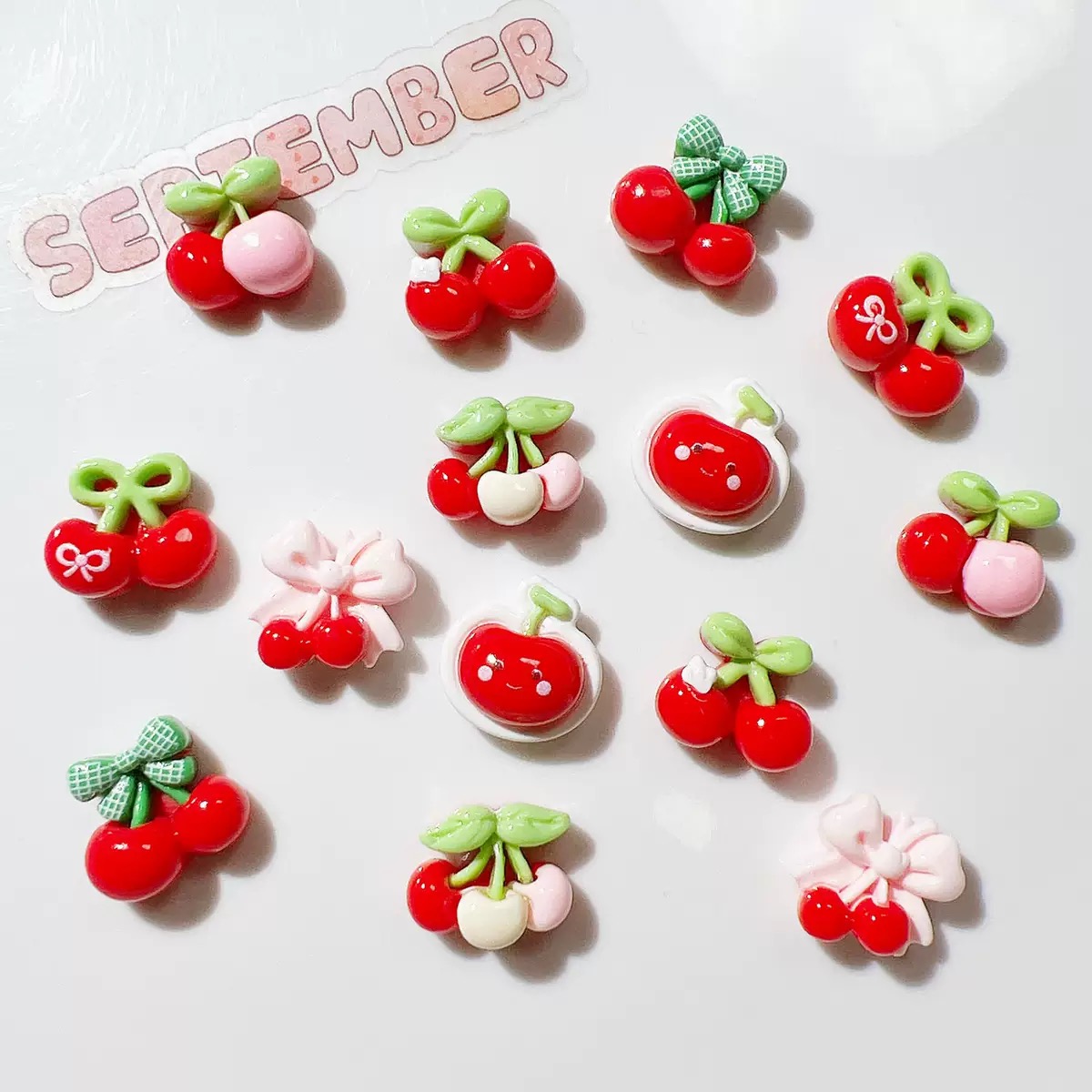20Pcs Cute Mini cartoon with v - Nail Art Red Cherry incelemesi ve fiyatı
