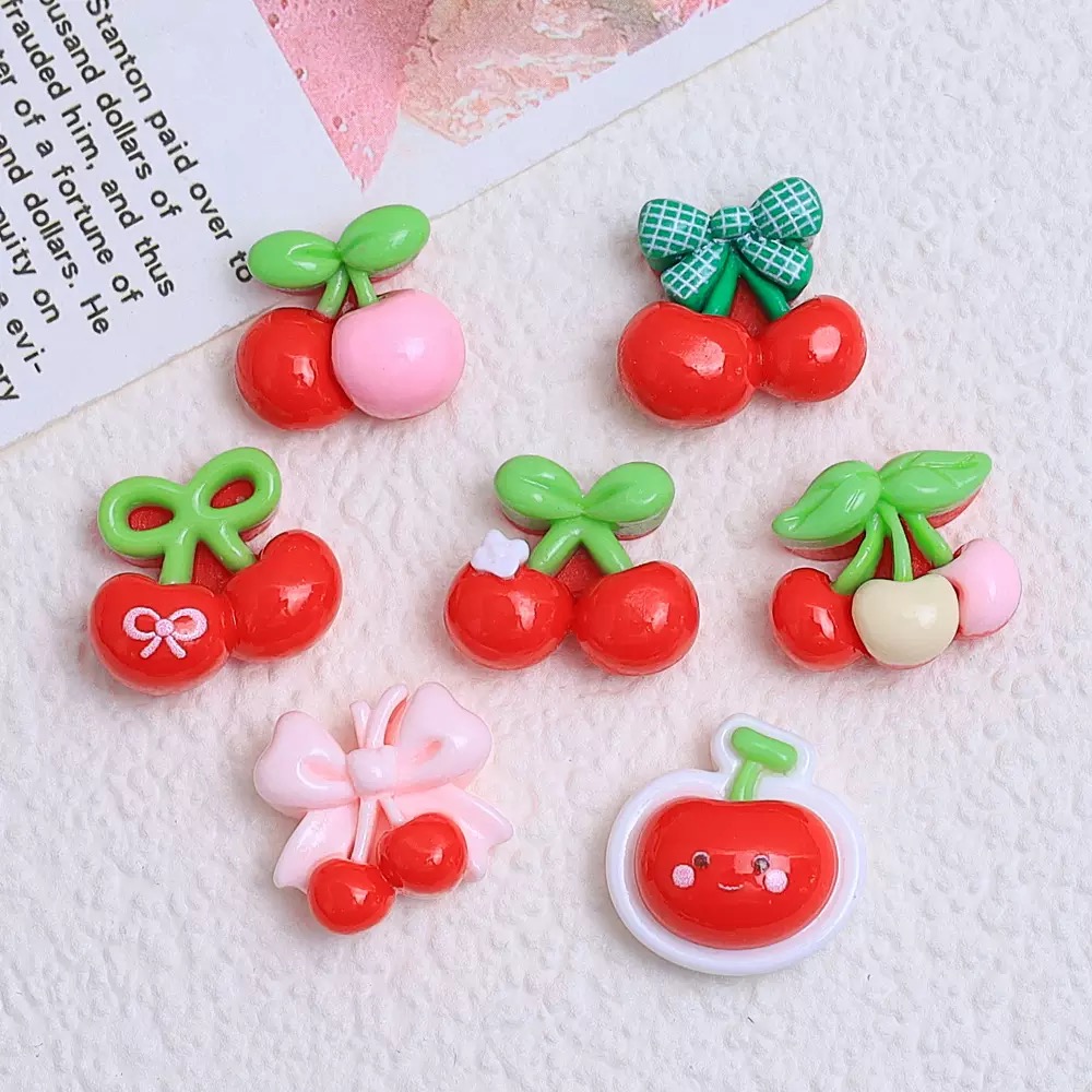 20Pcs Cute Mini cartoon with v - Nail Art Red Cherry incelemesi ve fiyatı
