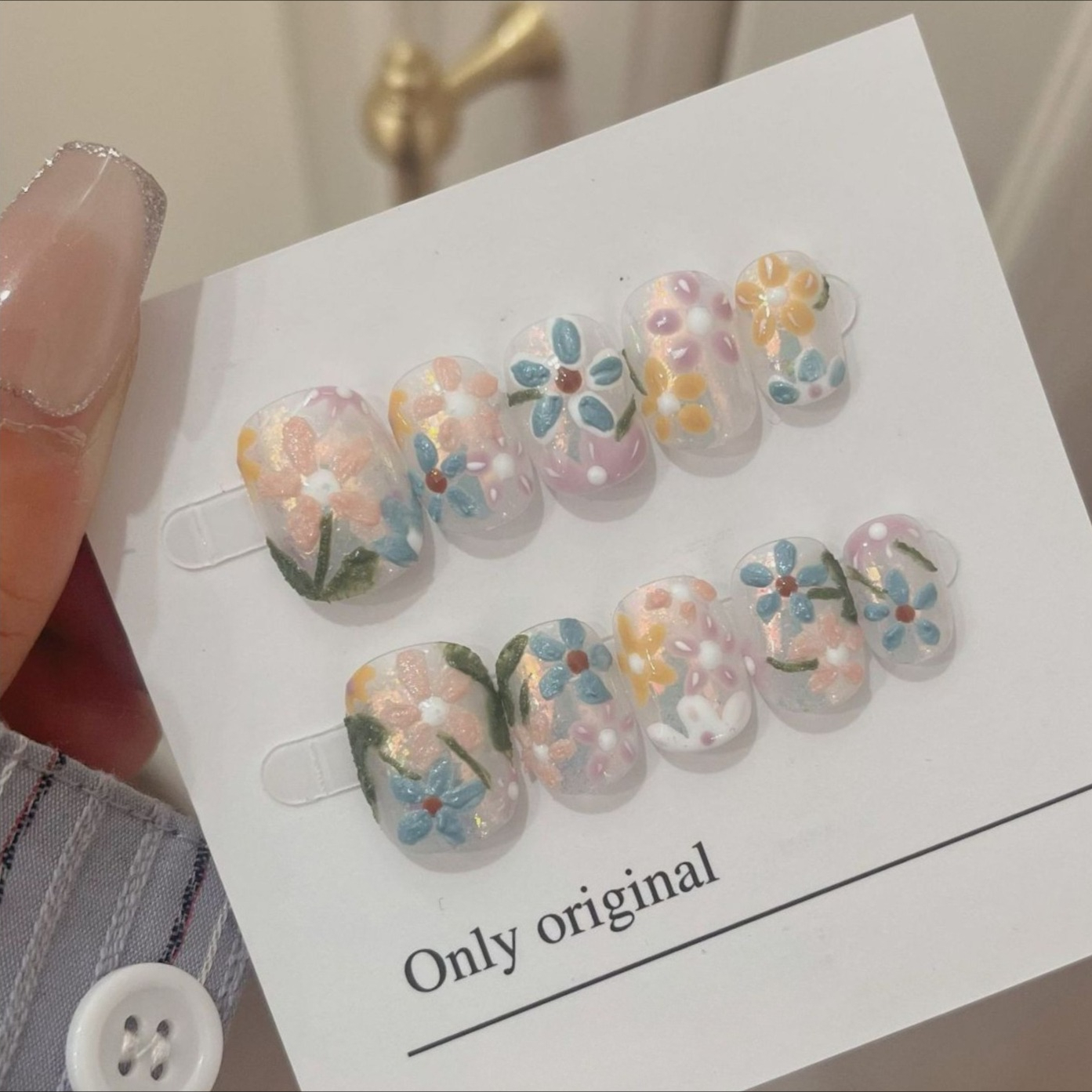 10Pcs Short Handmade Press On  - Nail Art Flower incelemesi ve fiyatı