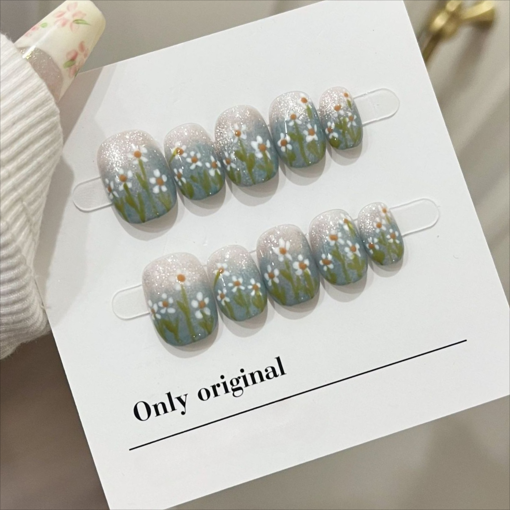 10Pcs Short Handmade Press On  - Nail Art Flower incelemesi ve fiyatı