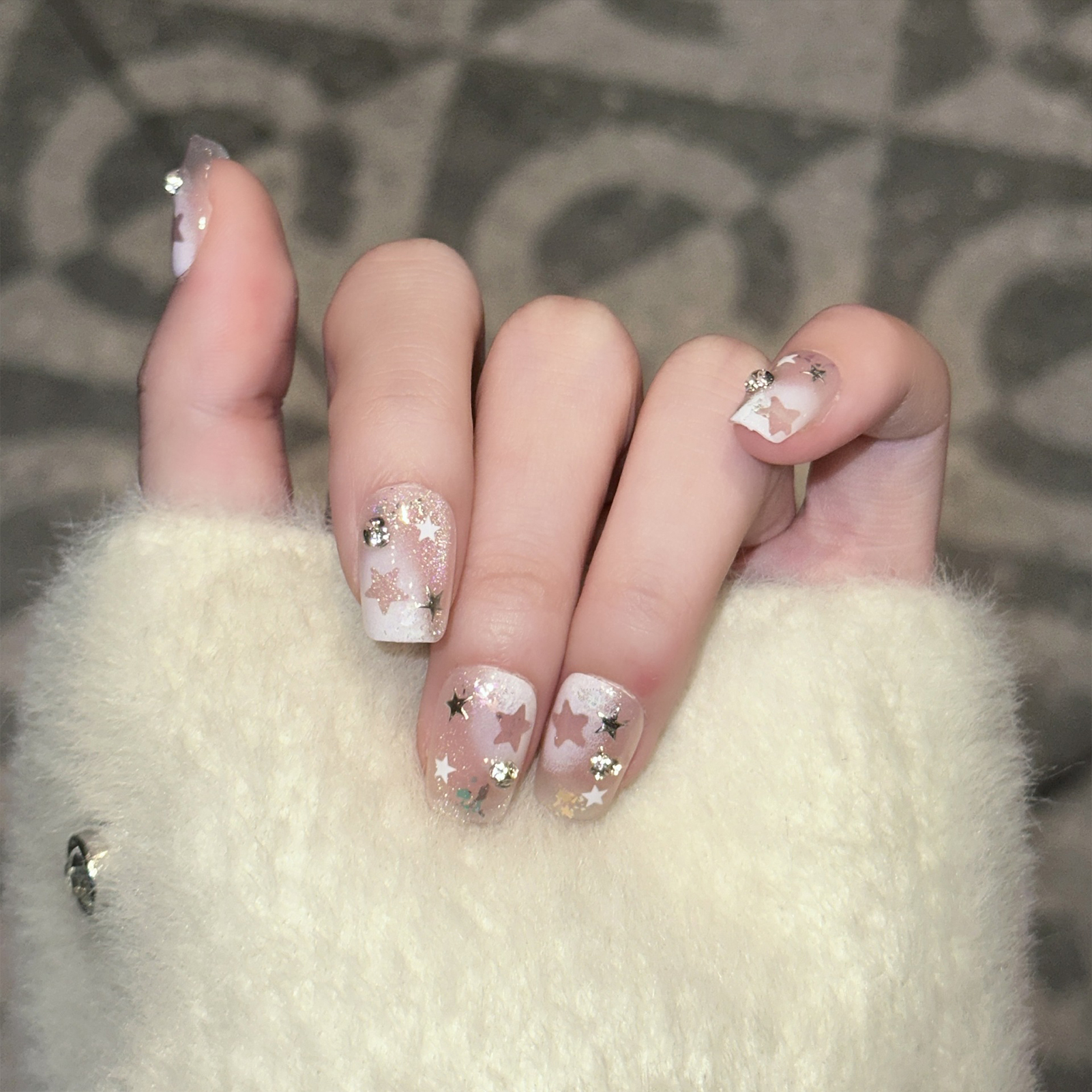 10PCS Short Square Fake Nails  - Nail Art Flower incelemesi ve fiyatı