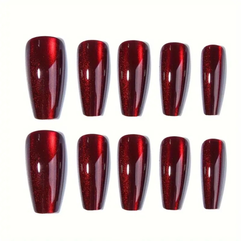 24Pcs Red Cat's Eye Wearing Na - Nail Art Red Cherry incelemesi ve fiyatı