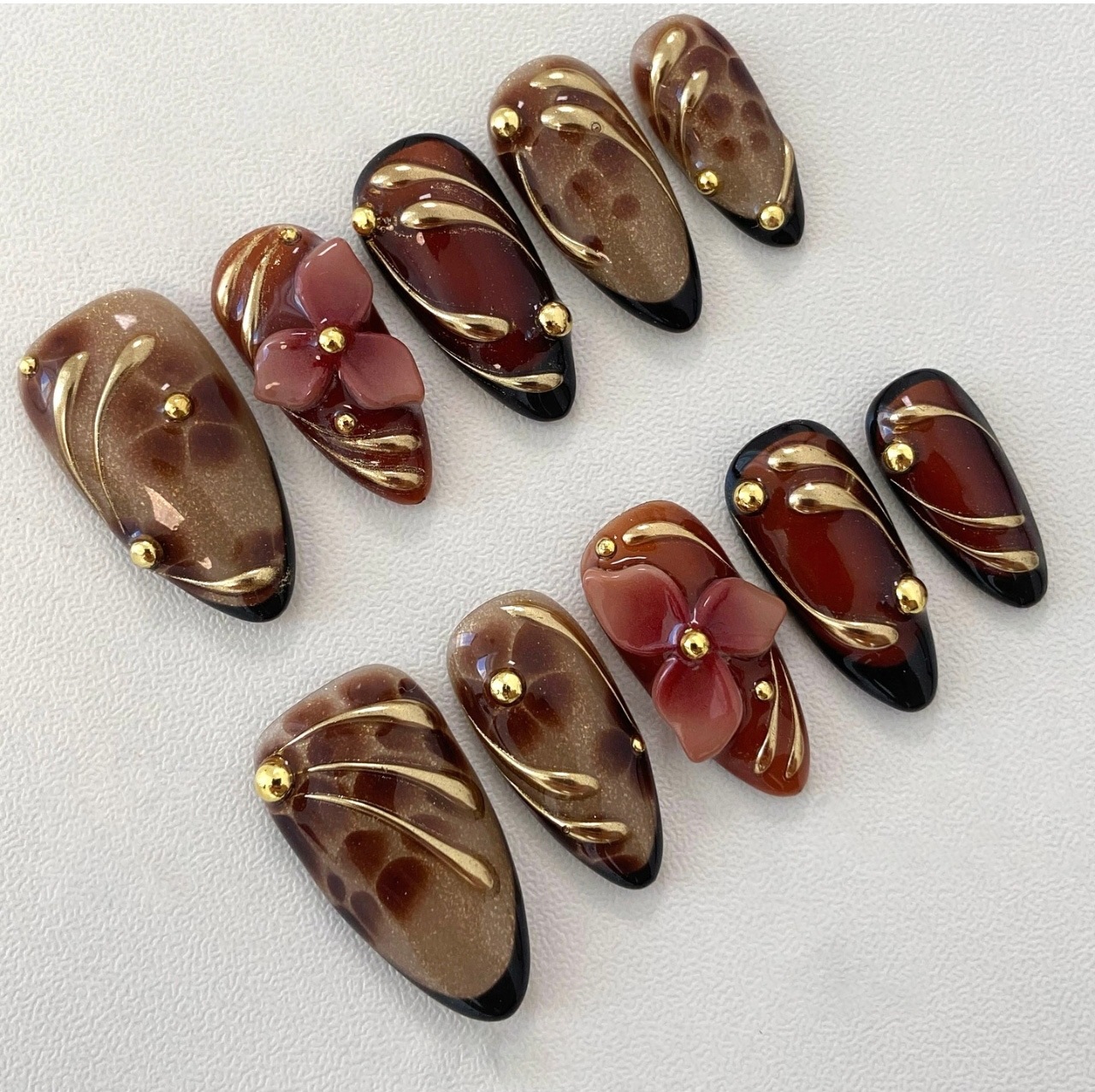 24pcs Leopard Print Brown Nail - Nail Art Flower incelemesi ve fiyatı