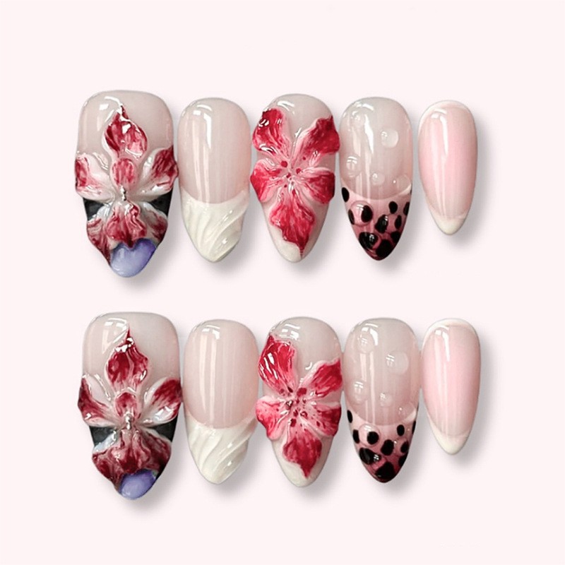 24pcs Leopard Print Brown Nail - Nail Art Flower incelemesi ve fiyatı