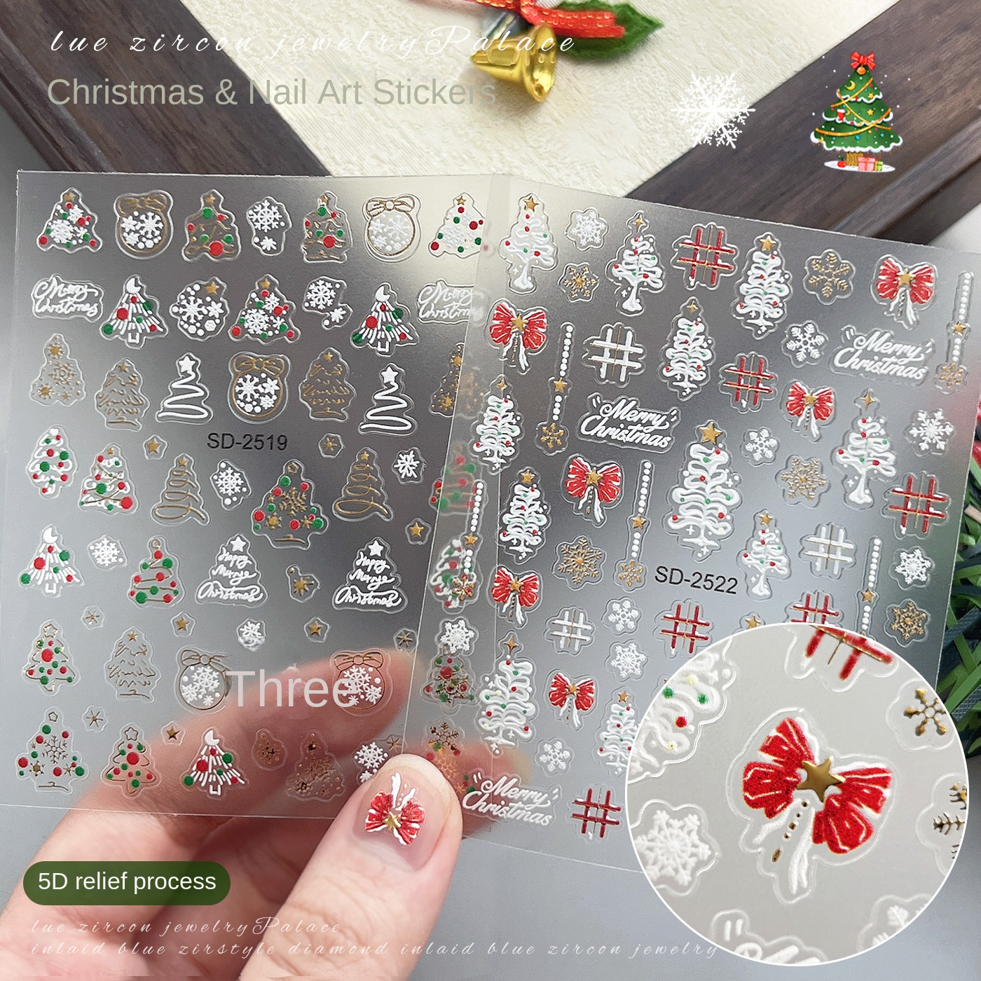 1pcs Christmas 5D Embossed Nai - Nail Art Xmas incelemesi ve fiyatı