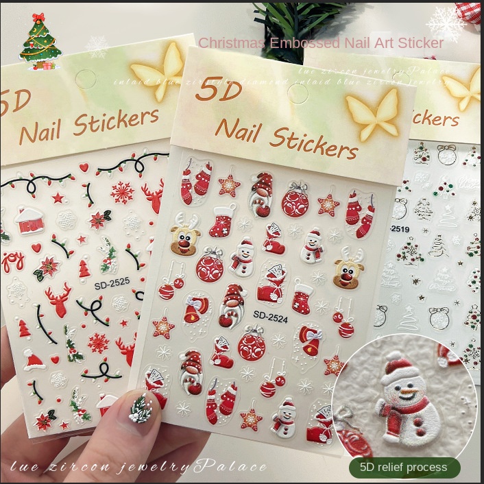 1pcs Christmas 5D Embossed Nai - Nail Art Xmas incelemesi ve fiyatı