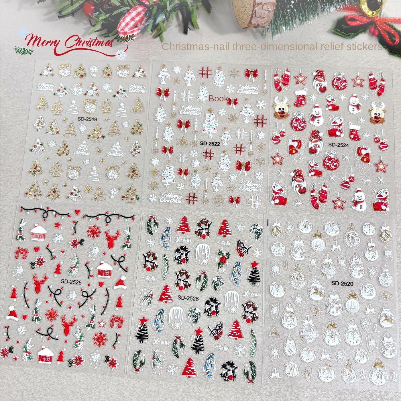1pcs Christmas 5D Embossed Nai - Nail Art Xmas incelemesi ve fiyatı